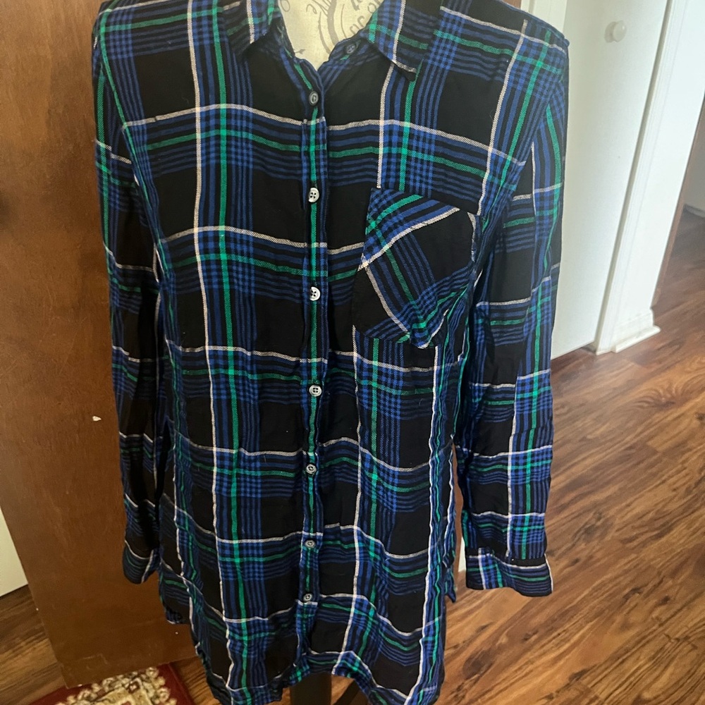 Talbots Blue and Green Plaid Shirt